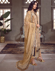 Gold Heavily Embellished Pakistani Kameez Salwar Suit