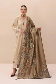 Gold Heavily Embroidered Pakistani Salwar Kameez with Enchanting Shawl 2023