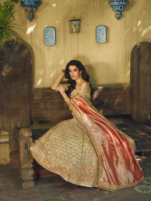 Gold Lehenga Choli Pakistani Wedding Dress