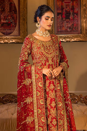 Gold Red Long Kameez Lehenga Pakistani Bridal Dress