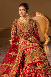 Gold Red Long Kameez Lehenga Pakistani Bridal Dresses 2023