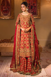 Gold Red Long Kameez Lehenga Pakistani Bridal Dresses