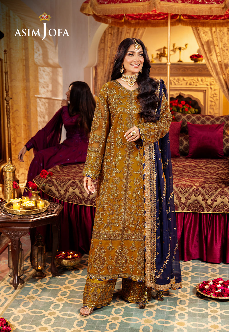 Gold Shade Embroidered Twisted Silk Unstitched Pakistani Party Dress