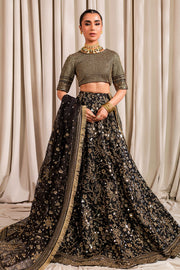 Golden Black Embroidered Pakistani Lehenga Choli Wedding Dress