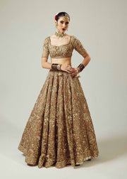 Golden Lehenga with Maroon Dupatta for Wedding