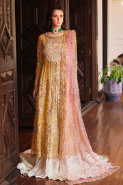 Golden Yellow Embroidered Pakistani Wedding Dress Kameez Farshi Sharara