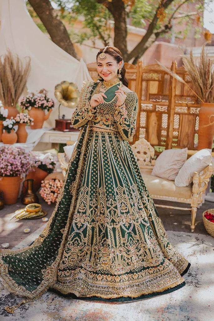 Pakistani Bridal Outfit in Green Lehenga Choli Style MEDIUM