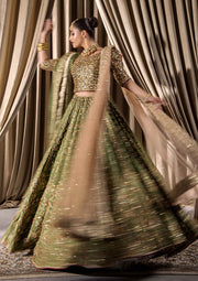 Green Lehenga Choli and Dupatta Pakistani Bridal Dress Online