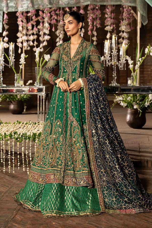 Green Mehndi Dress in Bridal Lehenga and Frock Style Nameera by Farooq Green Mehndi Dress in Bridal Lehenga and Frock Style Nameera by Farooq