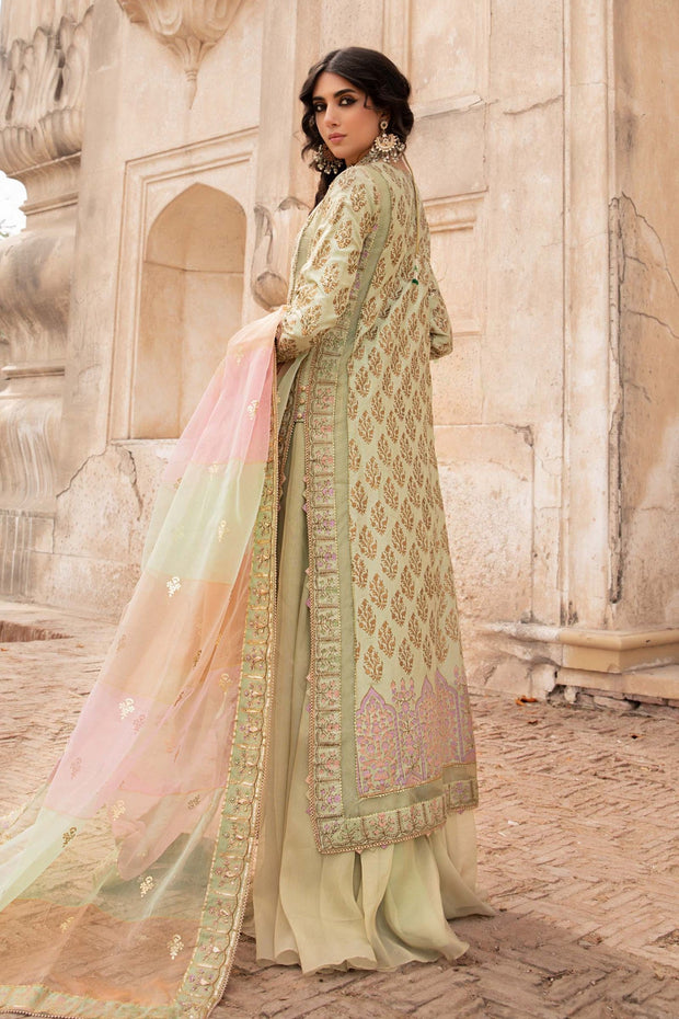 Green Pista Raw Silk Salwar Kameez Pakistani Party Dresses