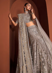 Grey Lehenga Choli Dupatta Pakistani Bridal Dress