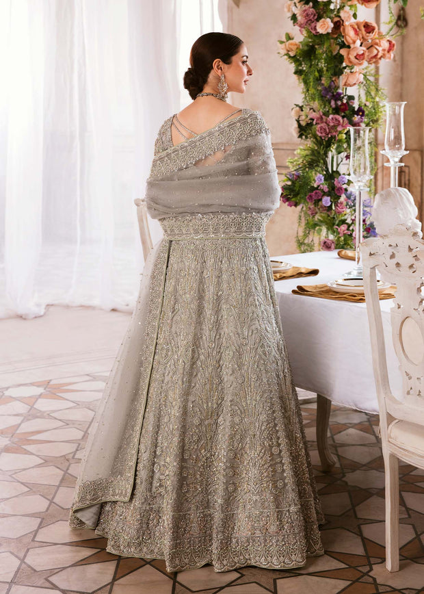 Grey Lehenga Choli and Dupatta Pakistani Bridal Dress Online
