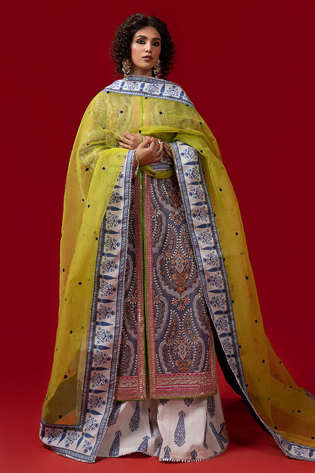 Grey White Gharara Kameez for Pakistani Wedding Dress