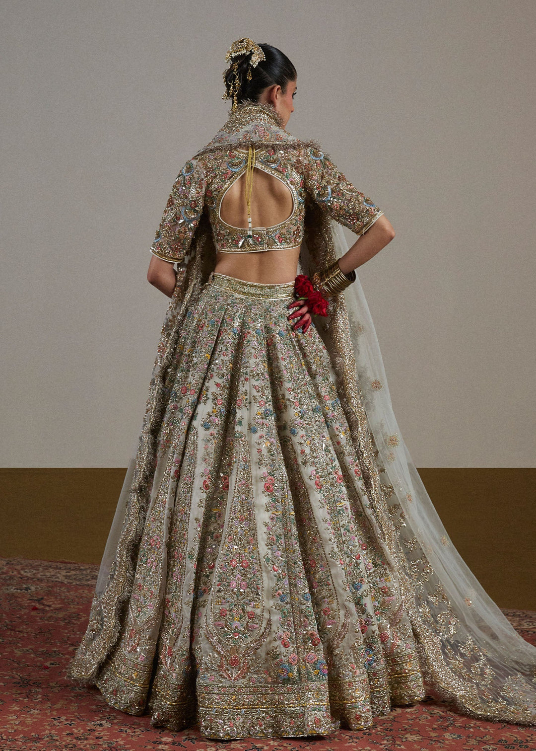 Elegant Ivory Pure Organza Pakistani Party Dress