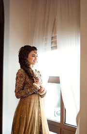 Elegant Yellow Pakistani Bridal Dress with Embroidered Details