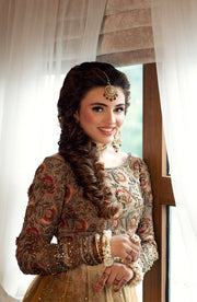Elegant Yellow Pakistani Bridal Dress with Embroidered Details