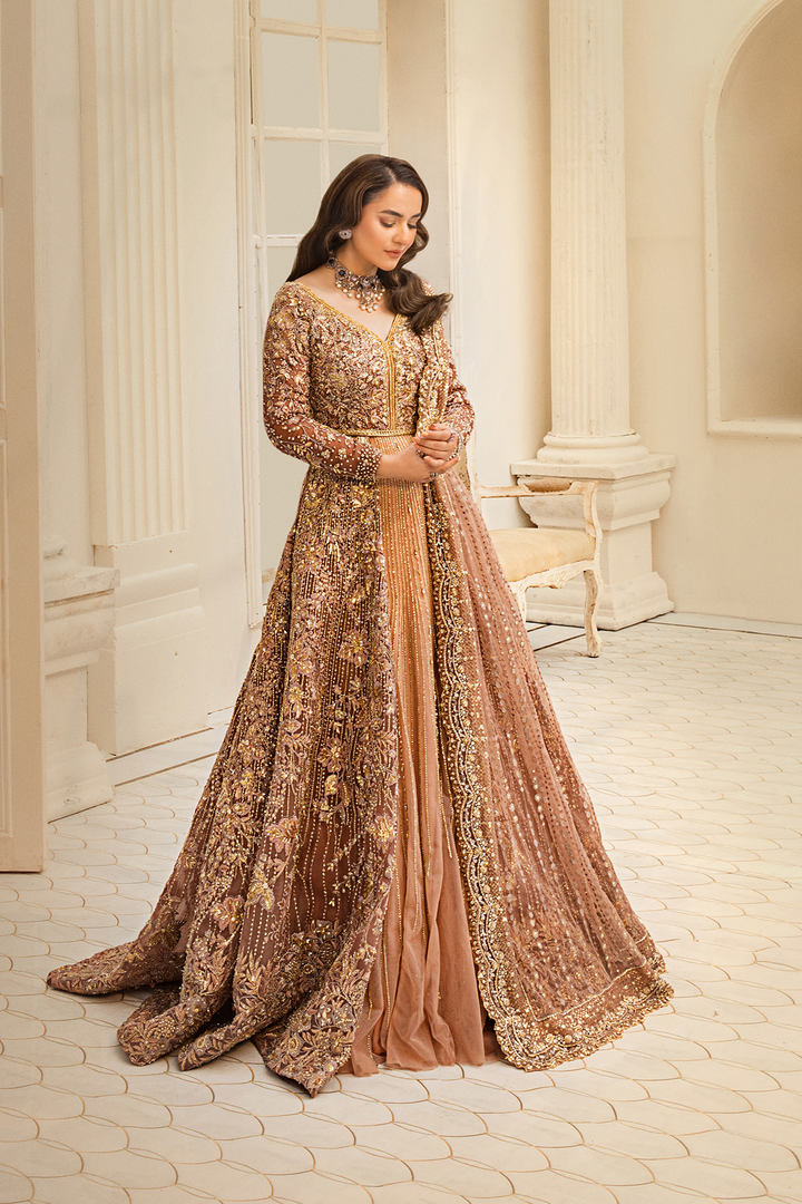 HSY Pakistani Bridal Dress in Open Wedding Gown Style Nameera by Farooq