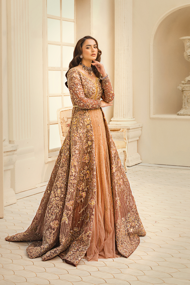 HSY Pakistani Bridal Dress in Open Wedding Gown Style Nameera by Farooq