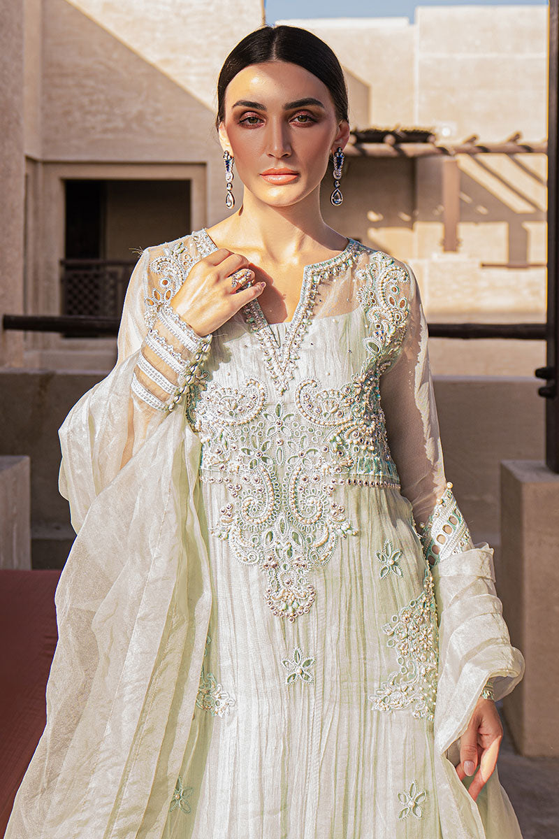 Heavenly Embellished Sea Green Pakistani Long Kameez Salwar Dupatta