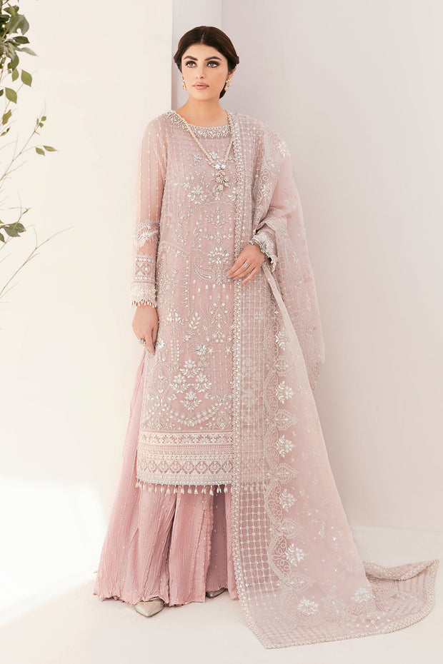 Heavily Embellished Baby Pink Pakistani Kameez Salwar Suit Dupatta