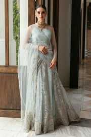 Heavily Embellished Ice Blue Pakistani Wedding Dress Lehenga Choli