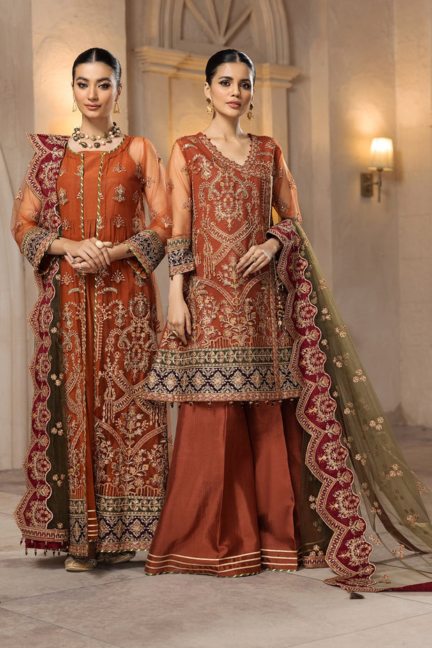 Heavily Embellished Pakistani Caramel Gown Sharara Wedding Dress