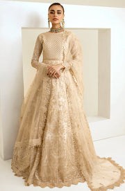 Heavily Embellished Pakistani Wedding Dress Beige in Pishwas Style