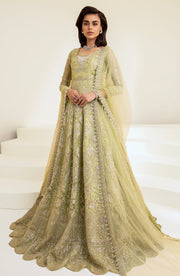 Heavily Embellished Pakistani Wedding Dress in mint Green Pishwas Style