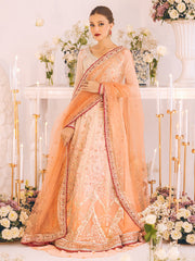 Heavily Embellished Peach Pakistani Wedding Dress Pishwas Lehenga