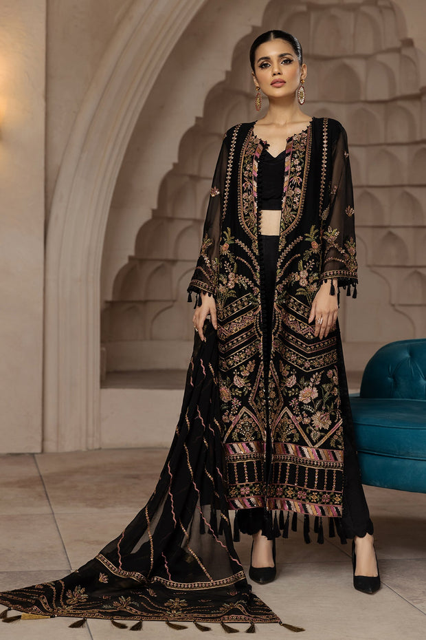 Heavily Embroidered Black Pakistani Gown Style Wedding Dress