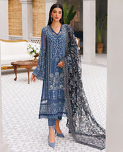 Heavily Embroidered Blue Pakistani Salwar Kameez Party Wear
