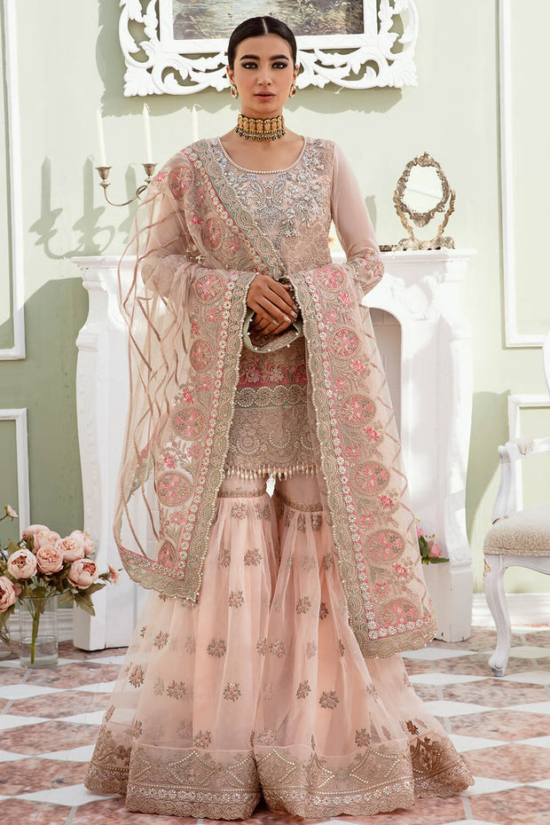 Heavily Embroidered Pakistani Wedding Dress in Kameez Sharara Style