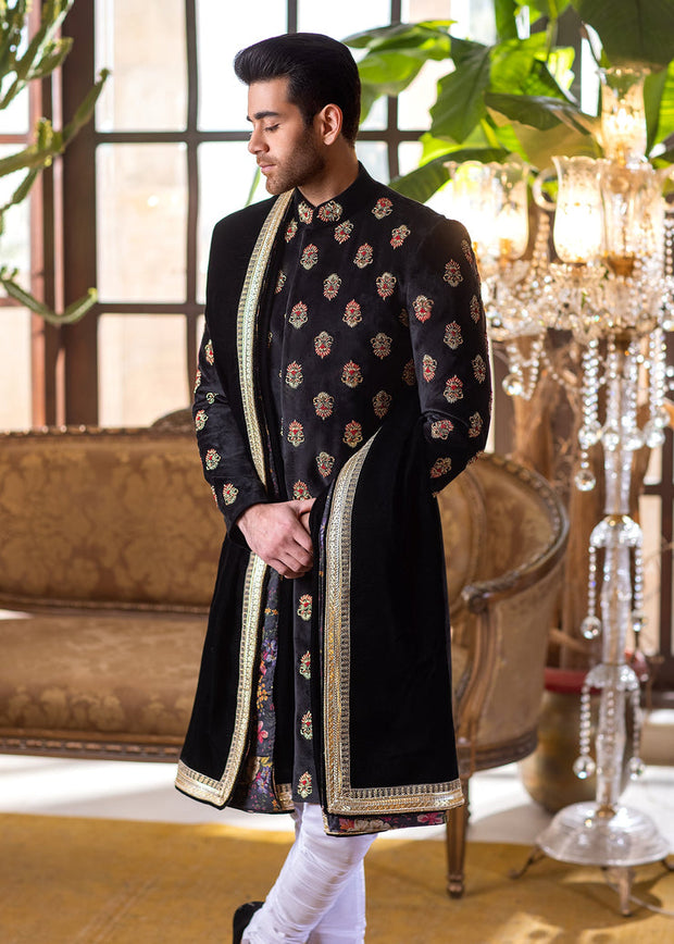 Heavily Embellished Velvet Embroidered Pakistani Sherwani