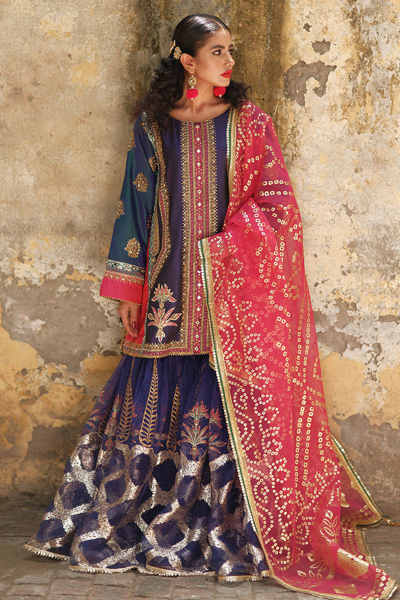 Heavy Blue Sharara Kameez Pakistani Wedding Dresses