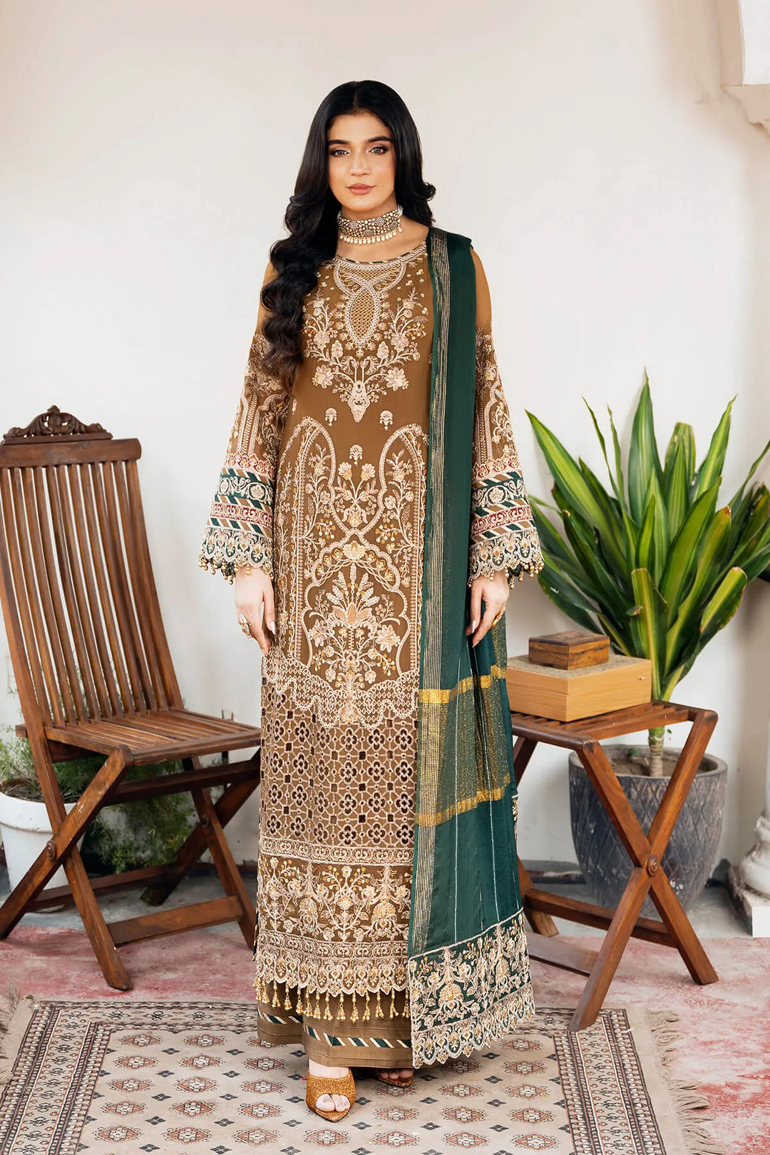 Chiffon Embroidered Gown