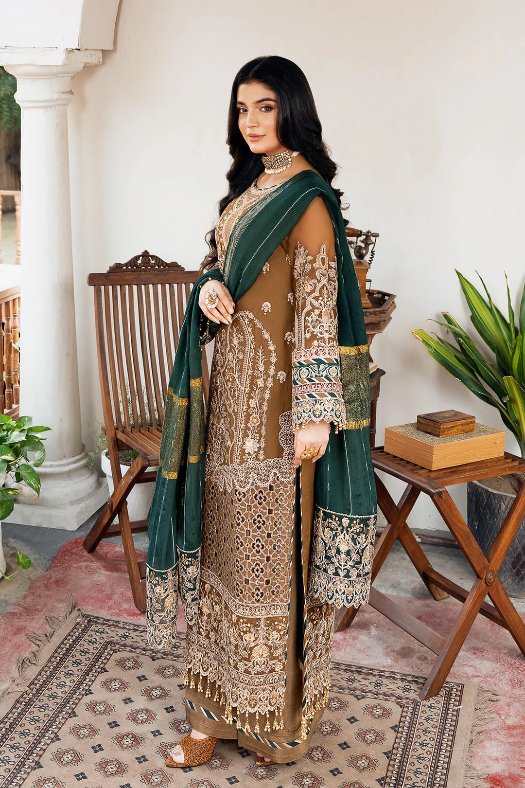 Chiffon Embroidered Gown
