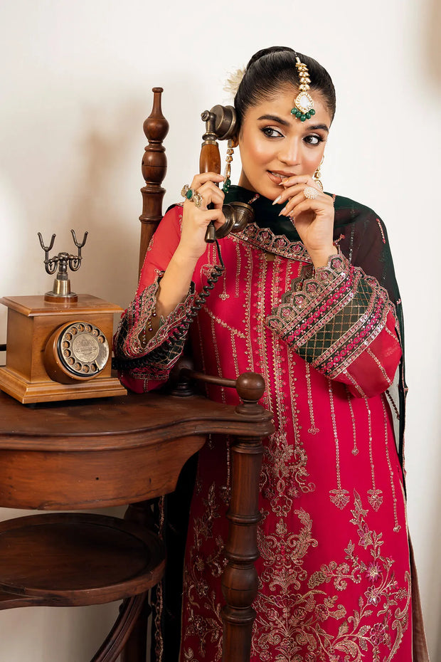 Embroidered Raw Silk Gown With Dupatta 3Be9