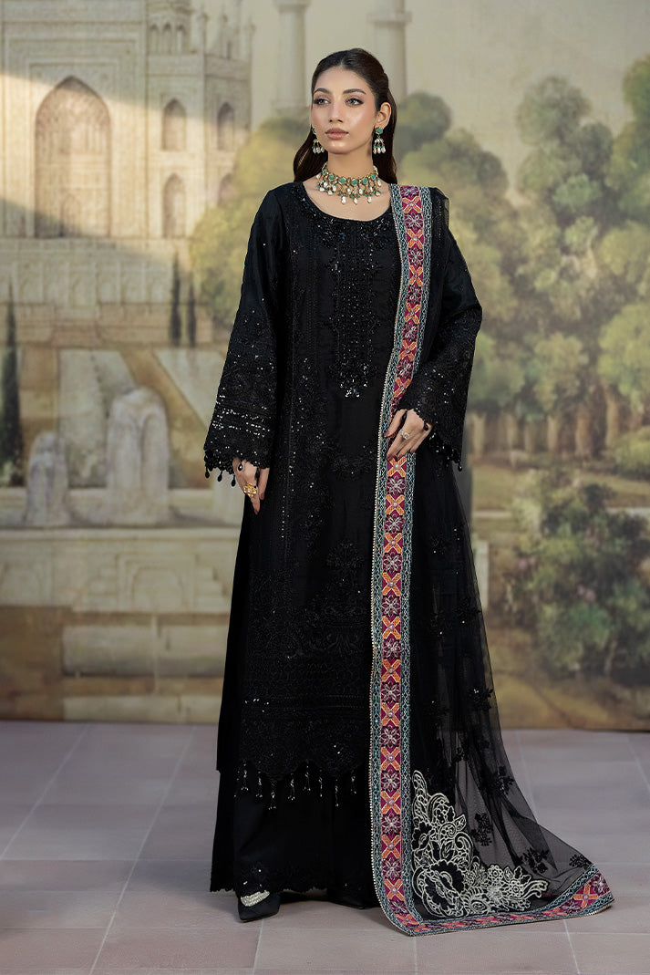 Elegant Black Raw Silk Pakistani Eid Dress