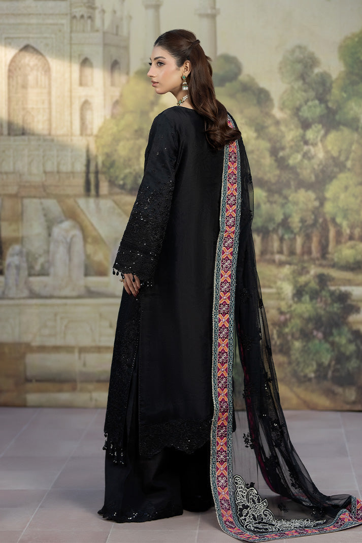 Elegant Black Raw Silk Pakistani Eid Dress