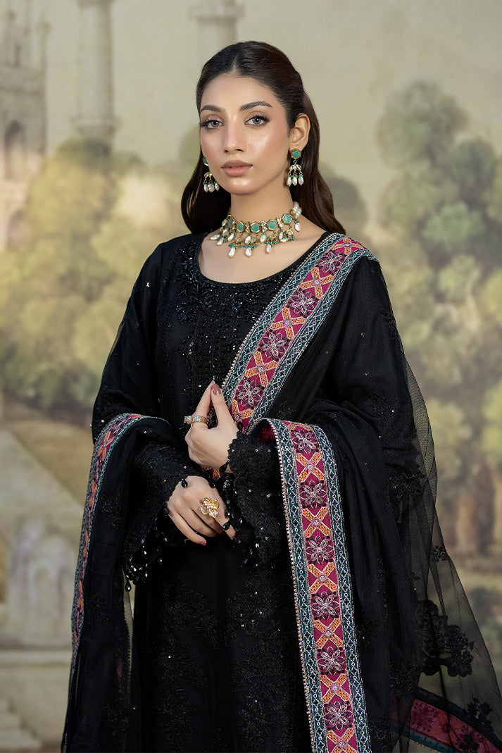 Elegant Black Raw Silk Pakistani Eid Dress