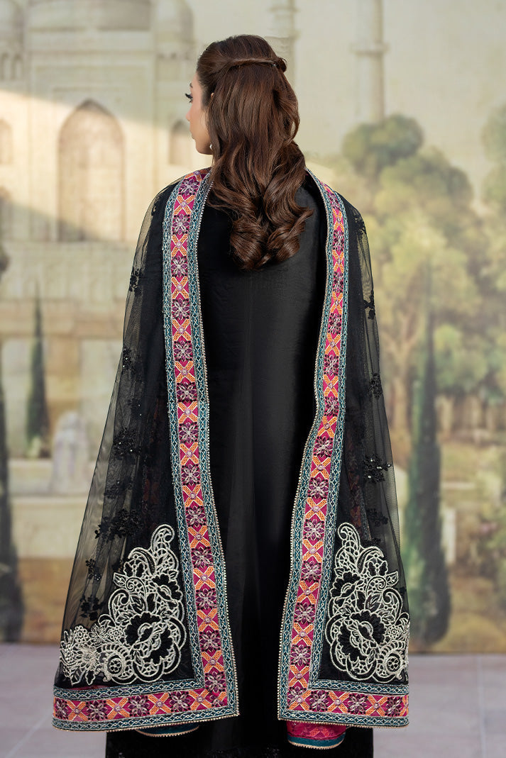 Elegant Black Raw Silk Pakistani Eid Dress