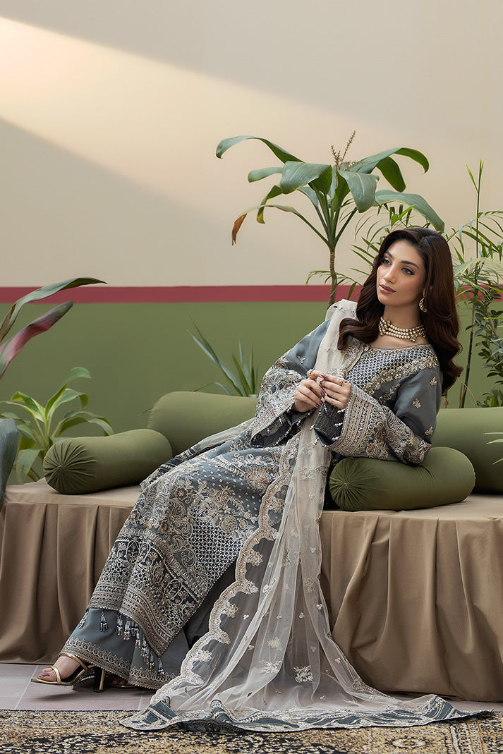 Elegant Embroidered Raw Silk Eid Dress With Dupatta