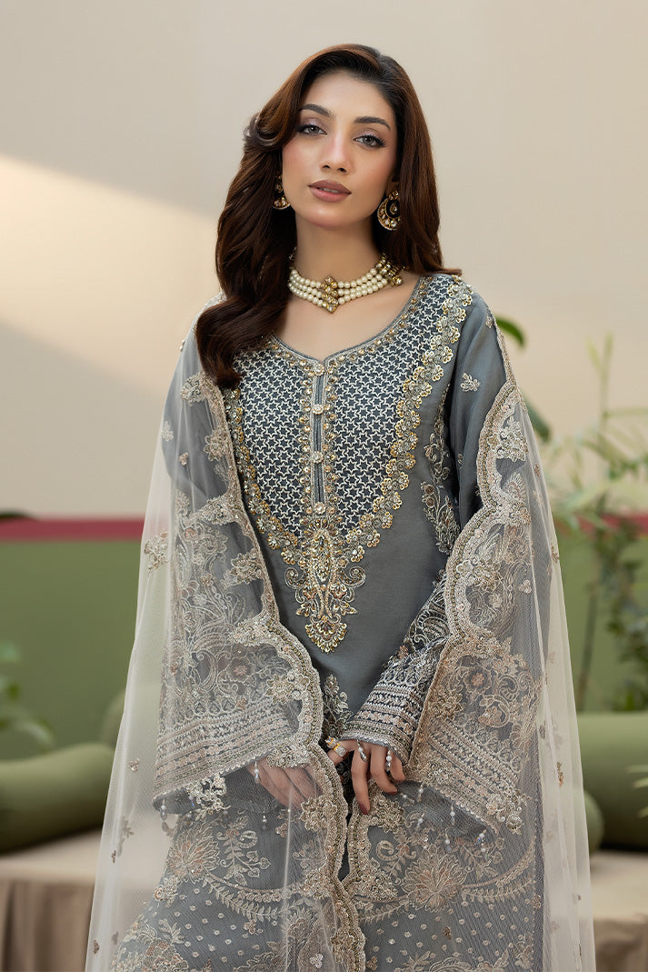 Elegant Embroidered Raw Silk Eid Dress With Dupatta