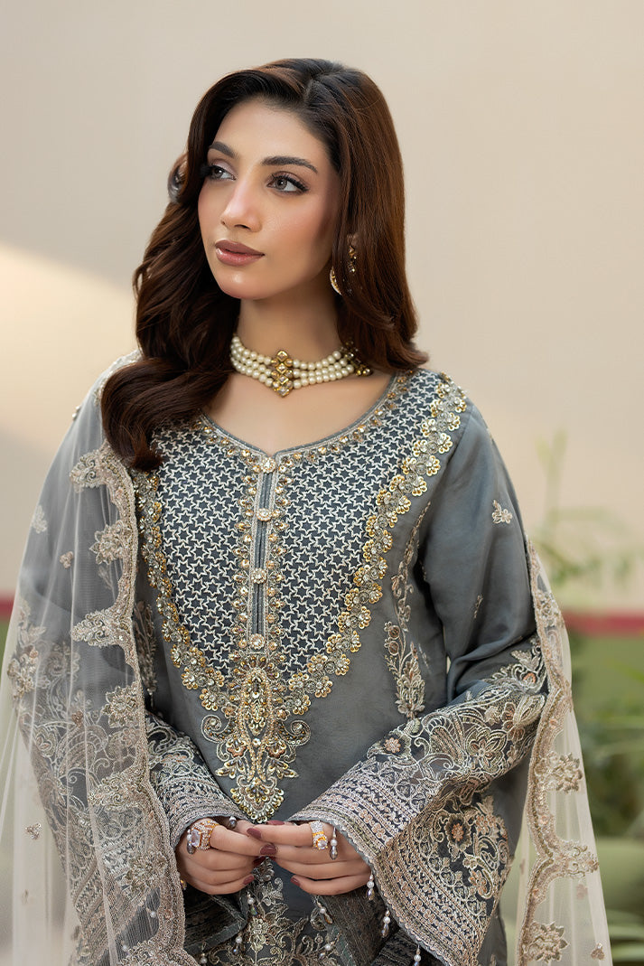 Elegant Embroidered Raw Silk Eid Dress With Dupatta