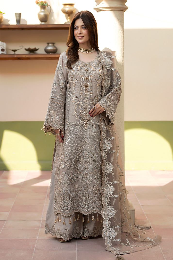 Embroidered Raw Silk Pakistani Eid Dress With Dupatta