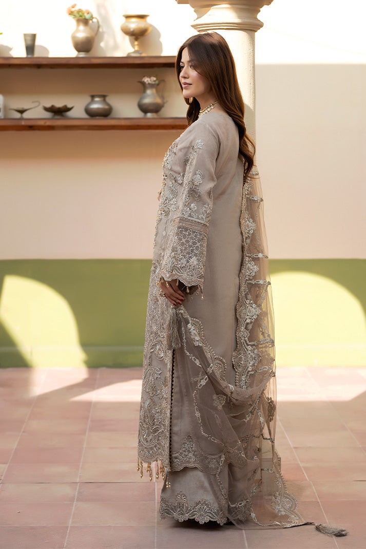 Embroidered Raw Silk Pakistani Eid Dress With Dupatta