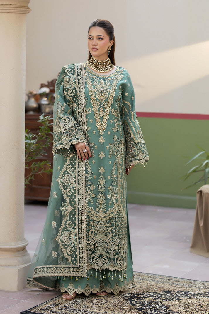 Embroidered Raw Silk Pakistani Eid Suit With Dupatta