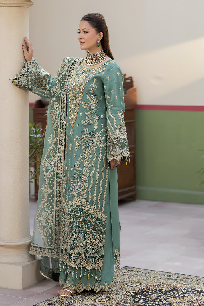 Embroidered Raw Silk Pakistani Eid Suit With Dupatta
