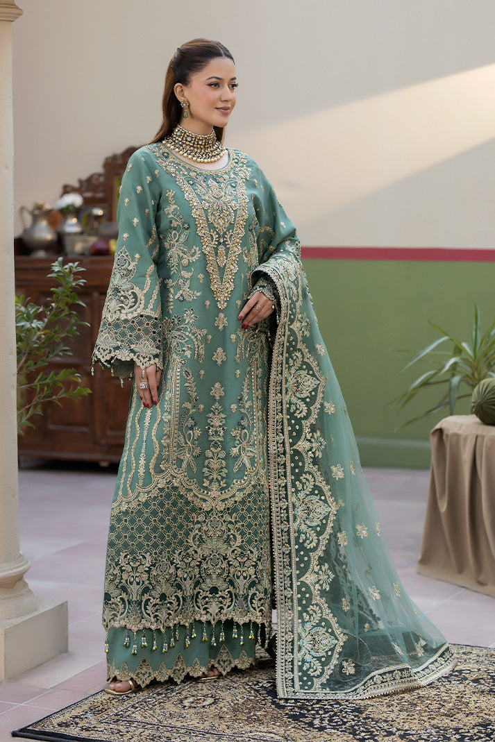 Embroidered Raw Silk Pakistani Eid Suit With Dupatta