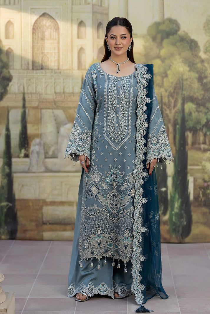 Elegant Raw Silk Eid Dress With Embroidered Dupatta